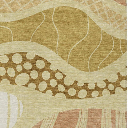 8' X 10' Wheat And Graphite Abstract Washable Indoor Outdoor Area Rug HomeRoots