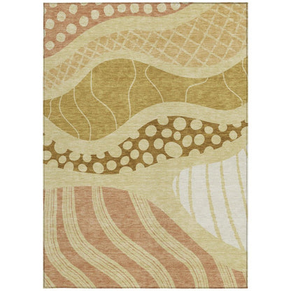 8' X 10' Wheat And Graphite Abstract Washable Indoor Outdoor Area Rug HomeRoots