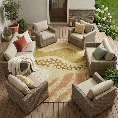 8' X 10' Wheat And Graphite Abstract Washable Indoor Outdoor Area Rug HomeRoots