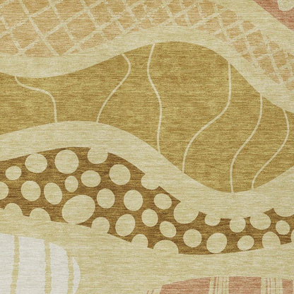 9' X 12' Wheat And Graphite Abstract Washable Indoor Outdoor Area Rug HomeRoots