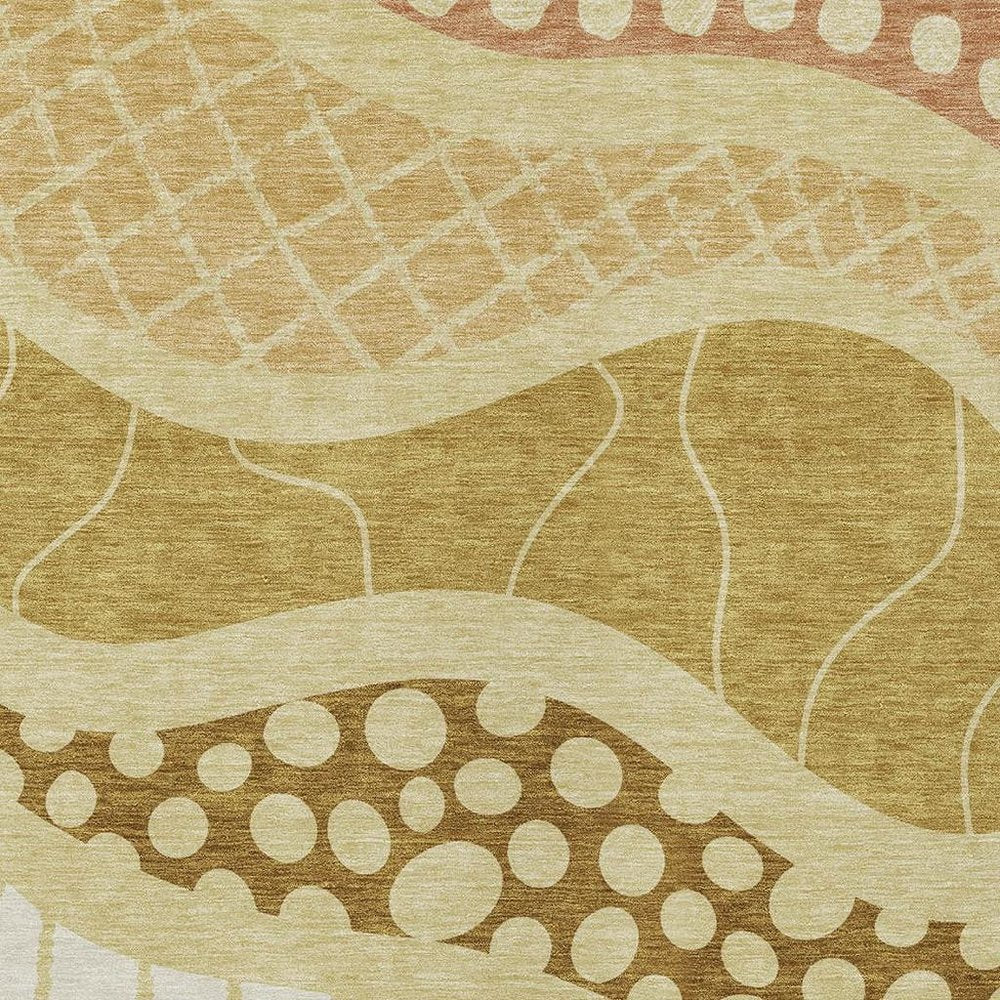 10' X 14' Wheat And Graphite Abstract Washable Indoor Outdoor Area Rug HomeRoots