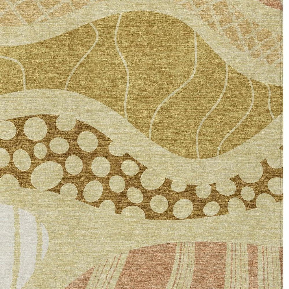 10' X 14' Wheat And Graphite Abstract Washable Indoor Outdoor Area Rug HomeRoots