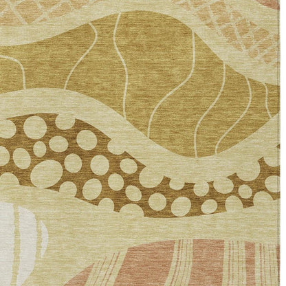 10' X 14' Wheat And Graphite Abstract Washable Indoor Outdoor Area Rug HomeRoots