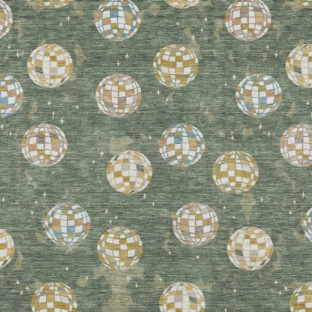 3' X 5' Green And Pearl Geometric Washable Indoor Outdoor Area Rug HomeRoots