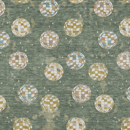 3' X 5' Green And Pearl Geometric Washable Indoor Outdoor Area Rug HomeRoots