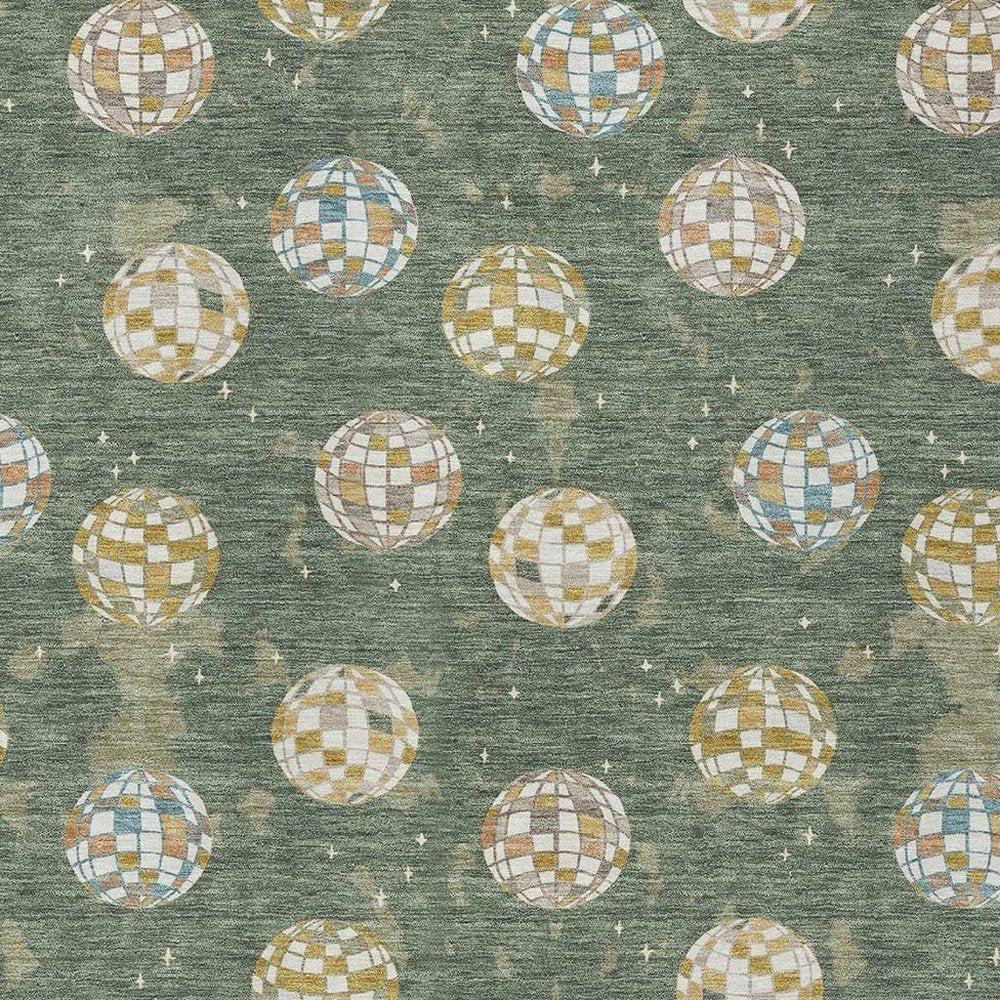 3' X 5' Green And Pearl Geometric Washable Indoor Outdoor Area Rug HomeRoots