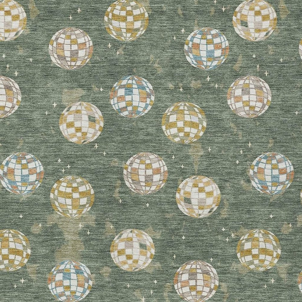 8' X 10' Green And Pearl Geometric Washable Indoor Outdoor Area Rug HomeRoots