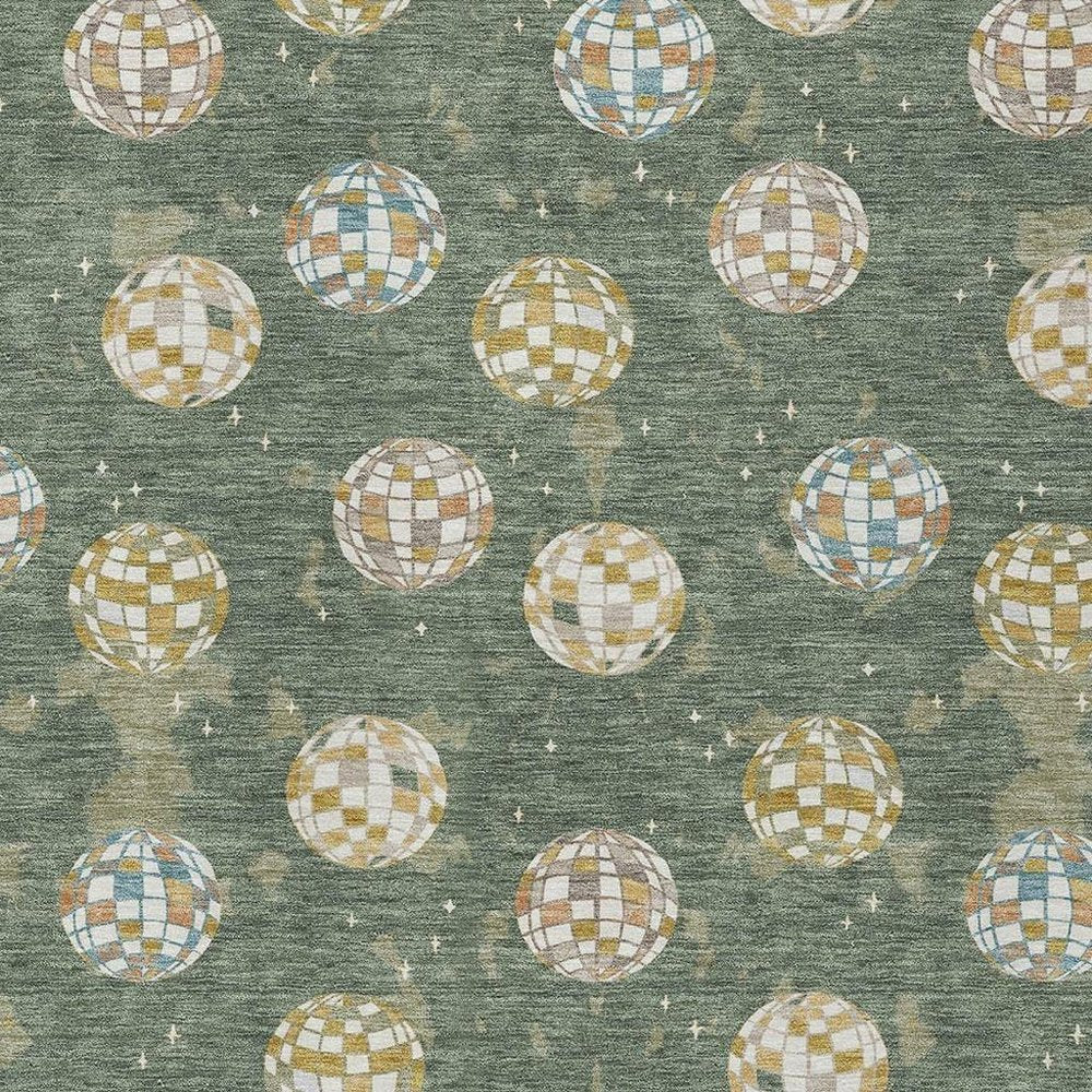 8' X 10' Green And Pearl Geometric Washable Indoor Outdoor Area Rug HomeRoots
