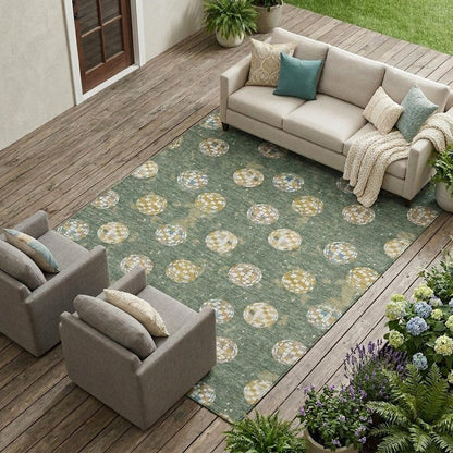 8' X 10' Green And Pearl Geometric Washable Indoor Outdoor Area Rug HomeRoots