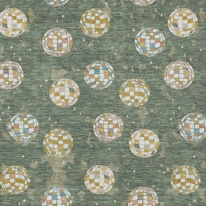 9' X 12' Green And Pearl Geometric Washable Indoor Outdoor Area Rug HomeRoots