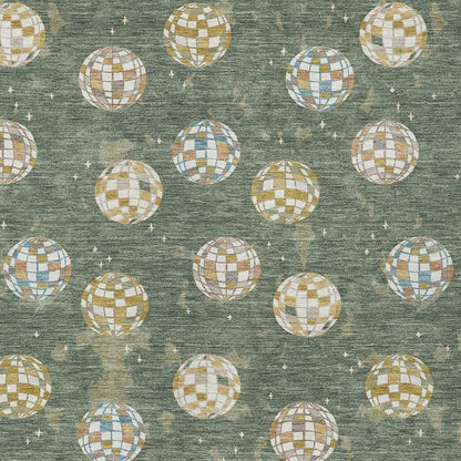 9' X 12' Green And Pearl Geometric Washable Indoor Outdoor Area Rug HomeRoots