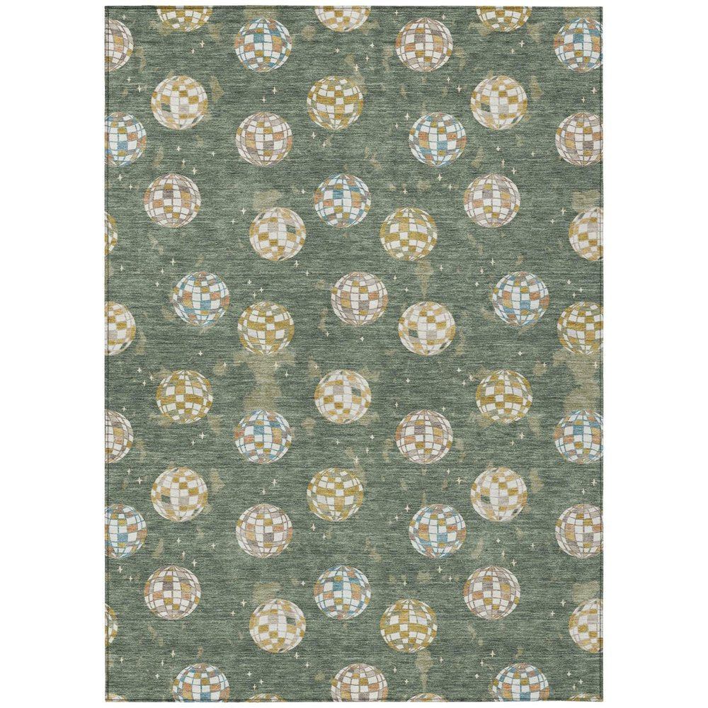 9' X 12' Green And Pearl Geometric Washable Indoor Outdoor Area Rug HomeRoots