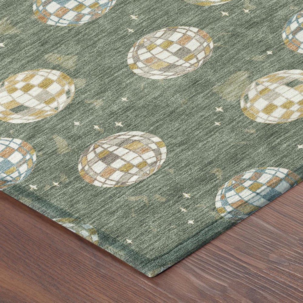 9' X 12' Green And Pearl Geometric Washable Indoor Outdoor Area Rug HomeRoots