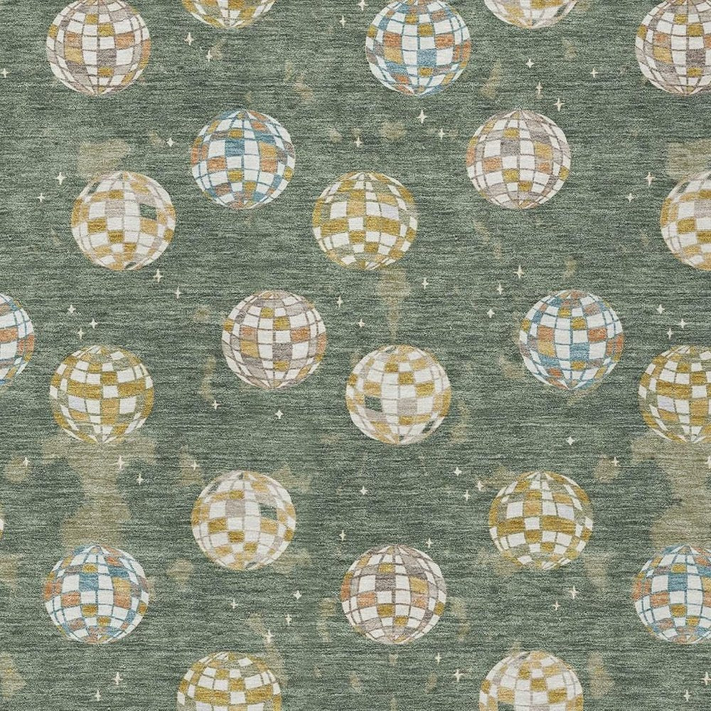 10' X 14' Green And Pearl Geometric Washable Indoor Outdoor Area Rug HomeRoots