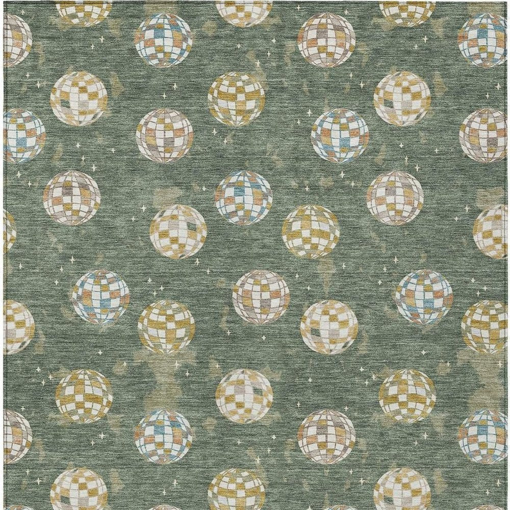 10' X 14' Green And Pearl Geometric Washable Indoor Outdoor Area Rug HomeRoots