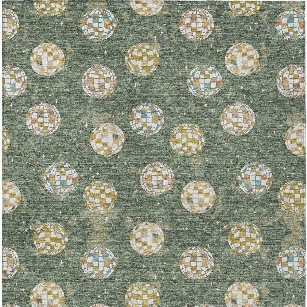 10' X 14' Green And Pearl Geometric Washable Indoor Outdoor Area Rug HomeRoots