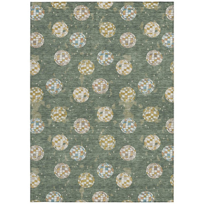 10' X 14' Green And Pearl Geometric Washable Indoor Outdoor Area Rug HomeRoots