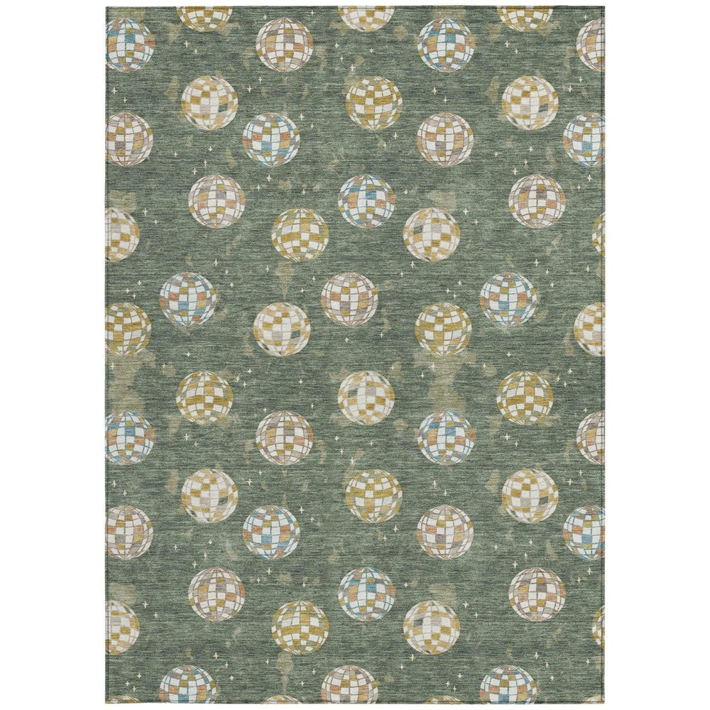 10' X 14' Green And Pearl Geometric Washable Indoor Outdoor Area Rug HomeRoots