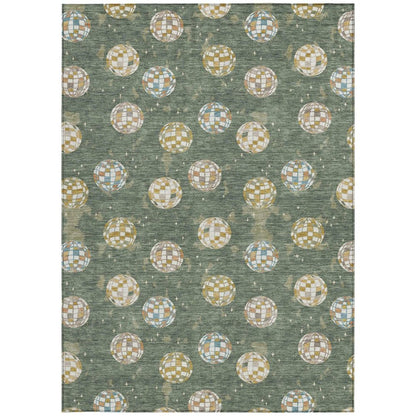 10' X 14' Green And Pearl Geometric Washable Indoor Outdoor Area Rug HomeRoots