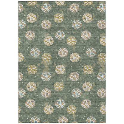 10' X 14' Green And Pearl Geometric Washable Indoor Outdoor Area Rug HomeRoots