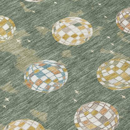 10' X 14' Green And Pearl Geometric Washable Indoor Outdoor Area Rug HomeRoots