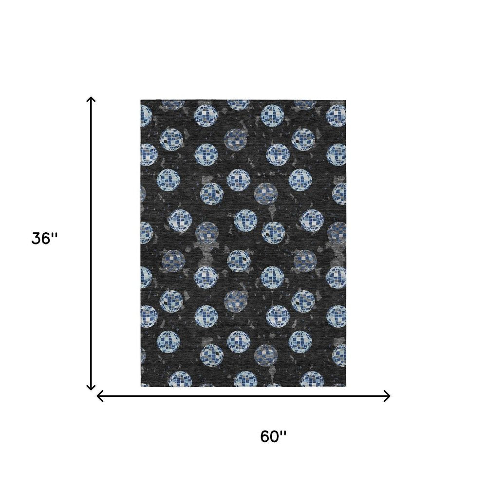 3' X 5' Black And Red Geometric Washable Indoor Outdoor Area Rug HomeRoots