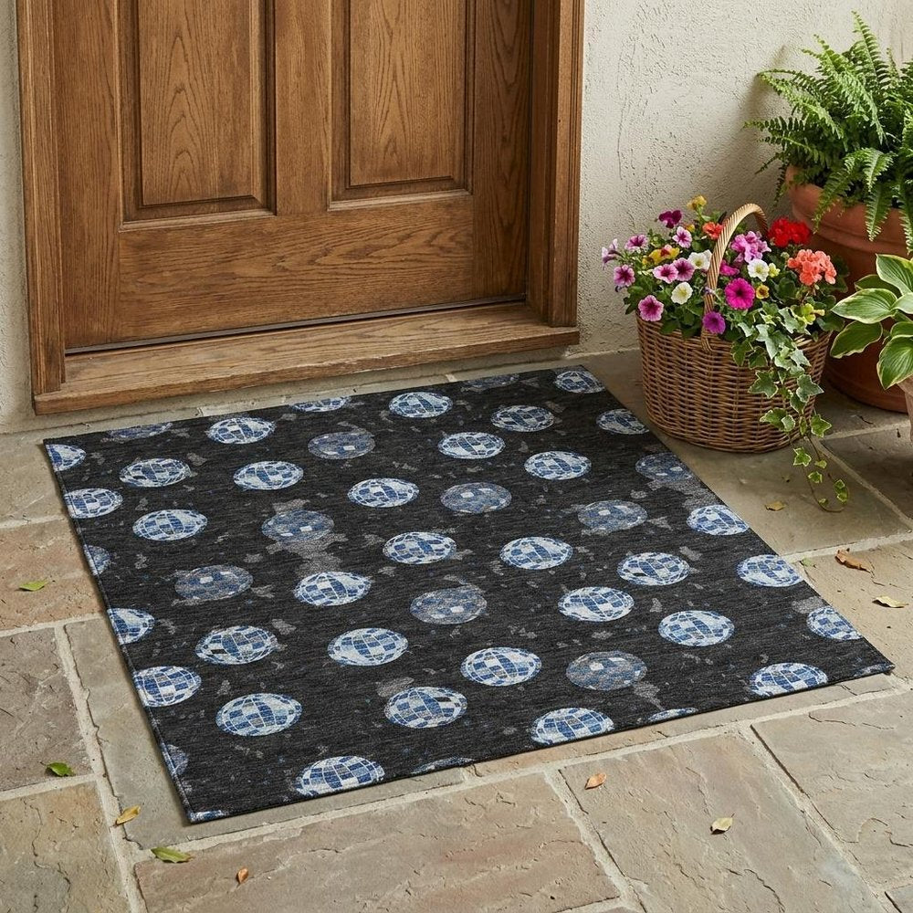 3' X 5' Black And Red Geometric Washable Indoor Outdoor Area Rug HomeRoots