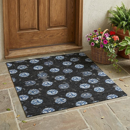 3' X 5' Black And Red Geometric Washable Indoor Outdoor Area Rug HomeRoots