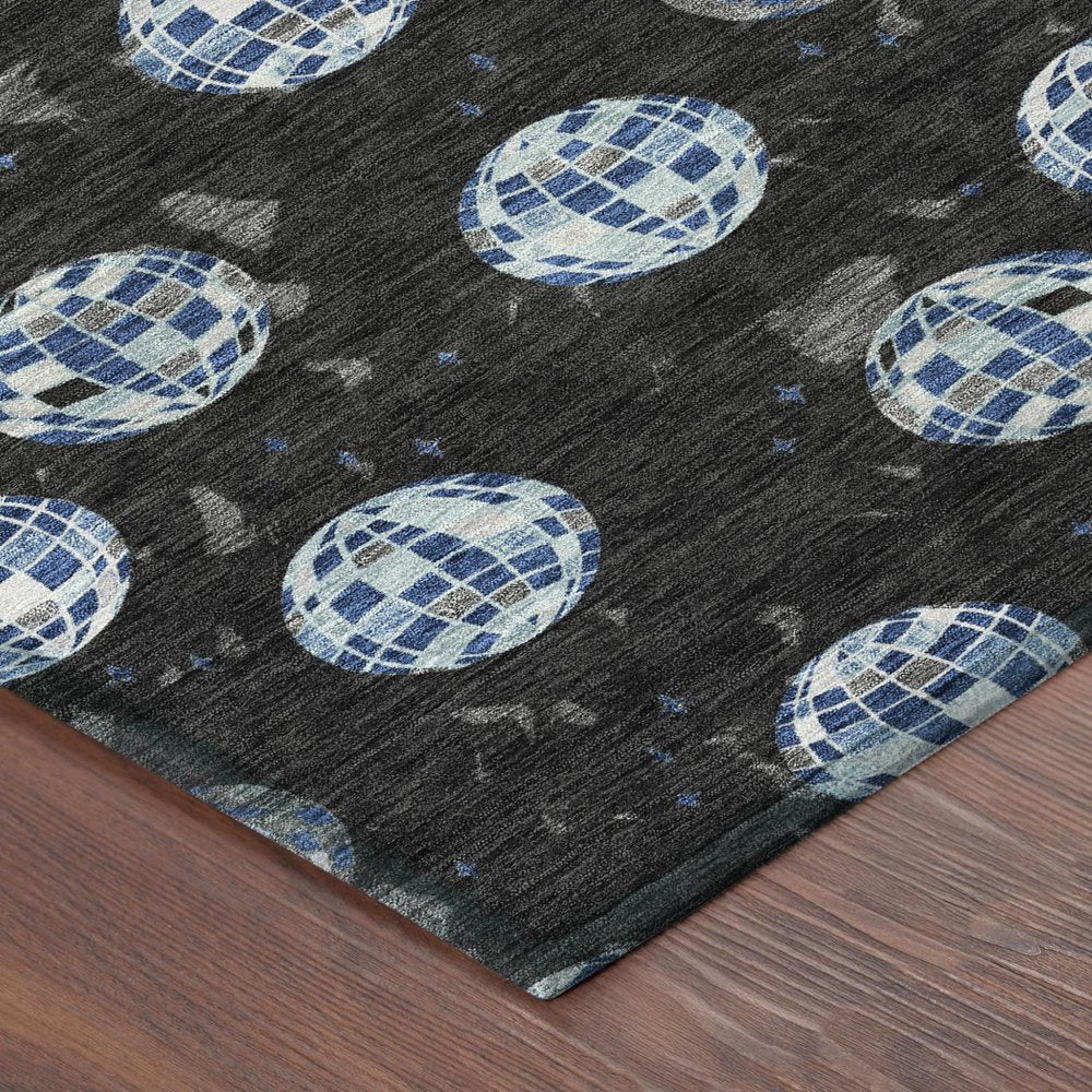 8' Black And Red Round Geometric Washable Indoor Outdoor Area Rug HomeRoots