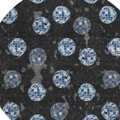 8' Black And Red Round Geometric Washable Indoor Outdoor Area Rug HomeRoots