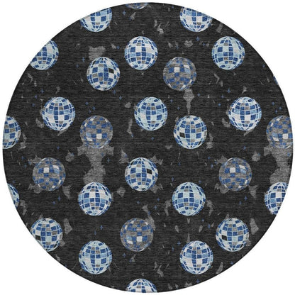 8' Black And Red Round Geometric Washable Indoor Outdoor Area Rug HomeRoots