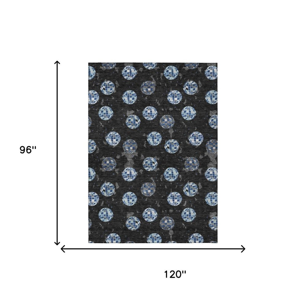 8' X 10' Black And Red Geometric Washable Indoor Outdoor Area Rug HomeRoots