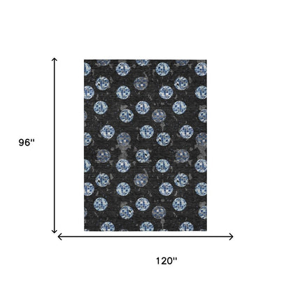 8' X 10' Black And Red Geometric Washable Indoor Outdoor Area Rug HomeRoots