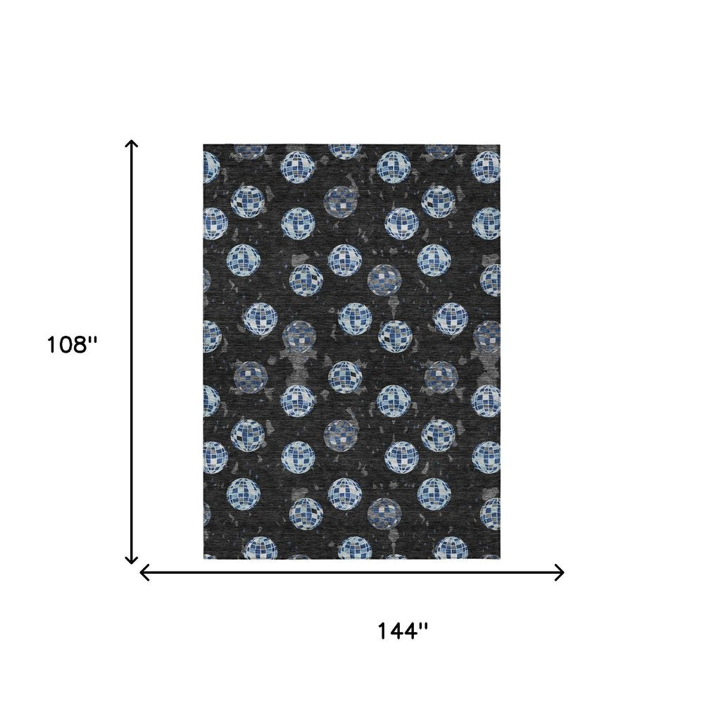 9' X 12' Black And Red Geometric Washable Indoor Outdoor Area Rug HomeRoots