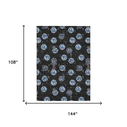 9' X 12' Black And Red Geometric Washable Indoor Outdoor Area Rug HomeRoots