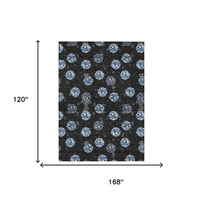 10' X 14' Black And Red Geometric Washable Indoor Outdoor Area Rug HomeRoots