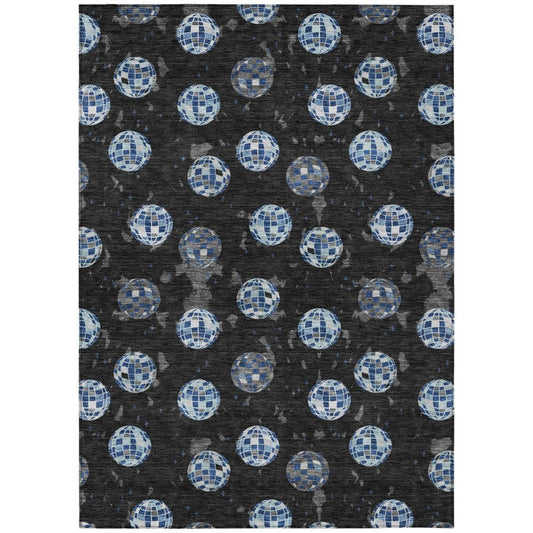 10' X 14' Black And Red Geometric Washable Indoor Outdoor Area Rug