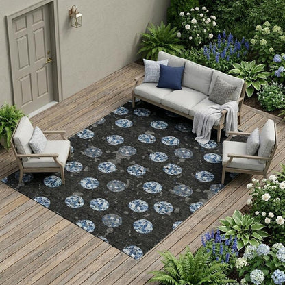 10' X 14' Black And Red Geometric Washable Indoor Outdoor Area Rug HomeRoots