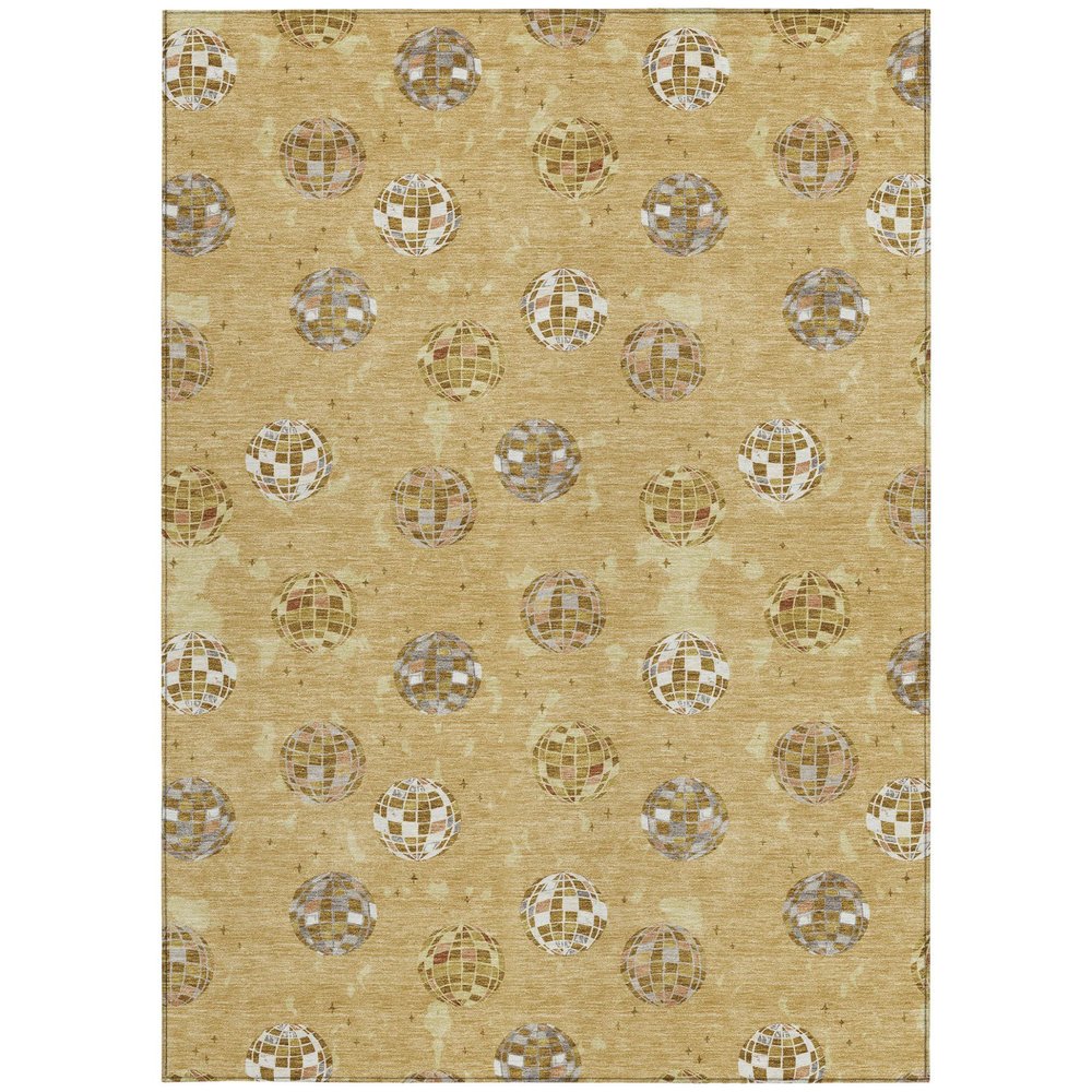 3' X 5' Gold And Blue Geometric Washable Indoor Outdoor Area Rug HomeRoots