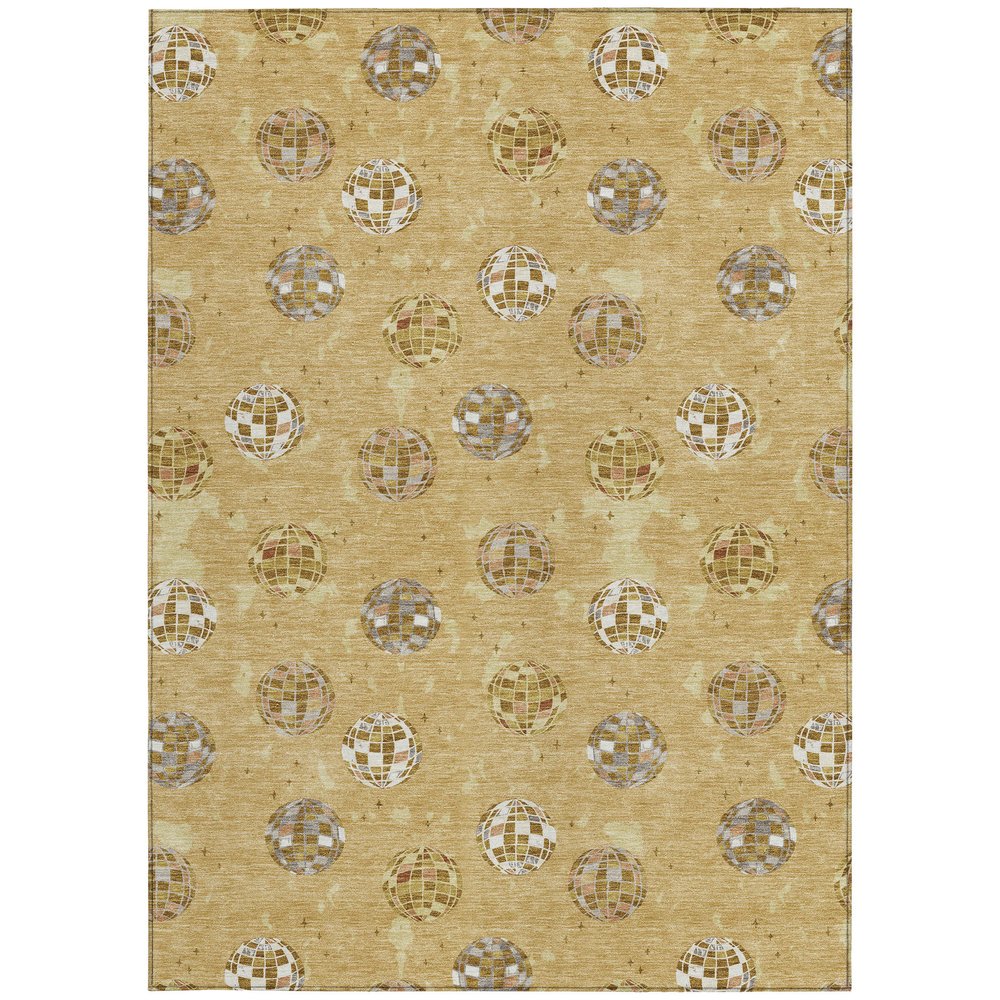3' X 5' Gold And Blue Geometric Washable Indoor Outdoor Area Rug HomeRoots