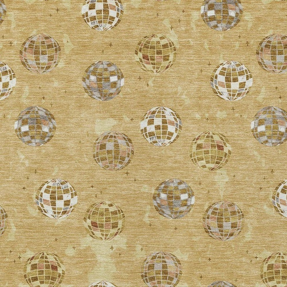 3' X 5' Gold And Blue Geometric Washable Indoor Outdoor Area Rug HomeRoots