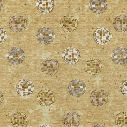3' X 5' Gold And Blue Geometric Washable Indoor Outdoor Area Rug HomeRoots