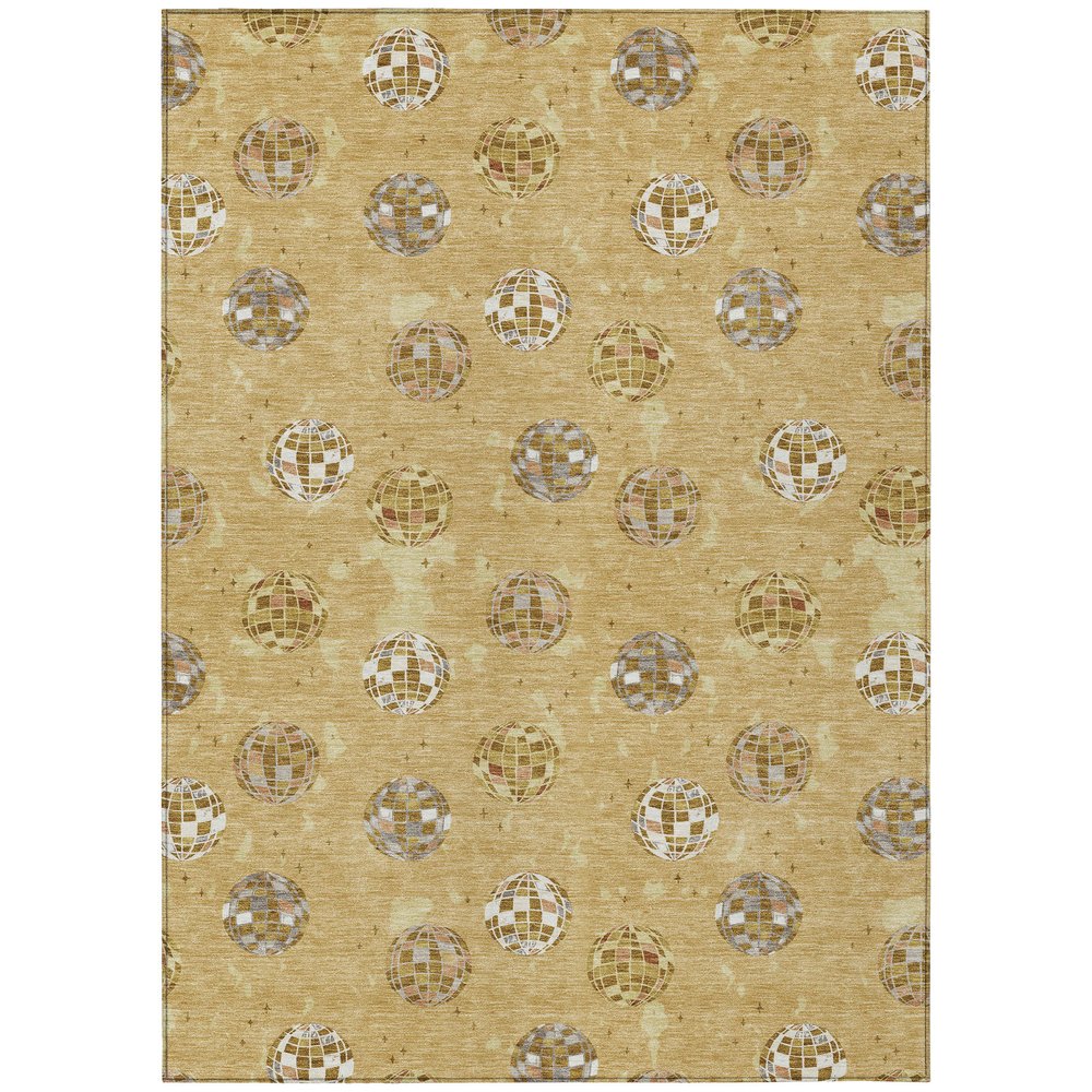 3' X 5' Gold And Blue Geometric Washable Indoor Outdoor Area Rug HomeRoots