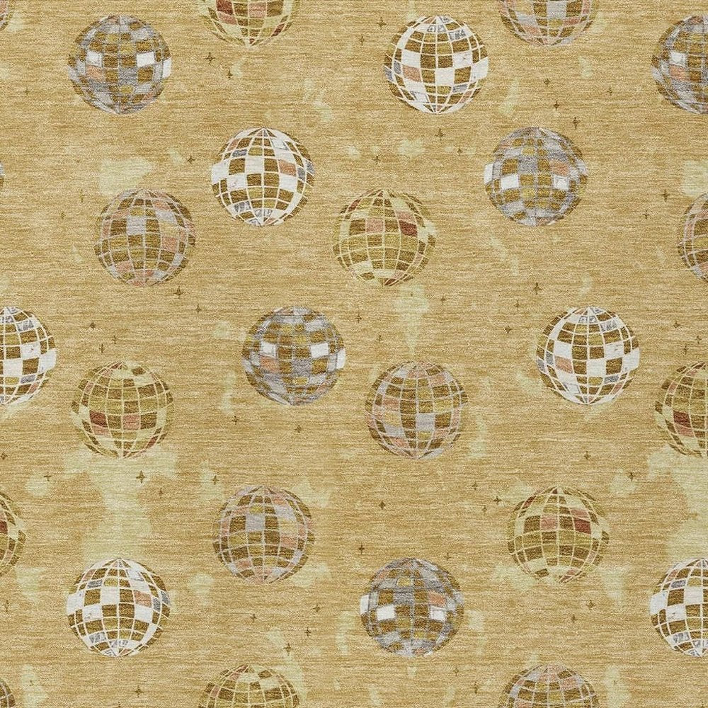 5' X 8' Gold And Blue Geometric Washable Indoor Outdoor Area Rug HomeRoots