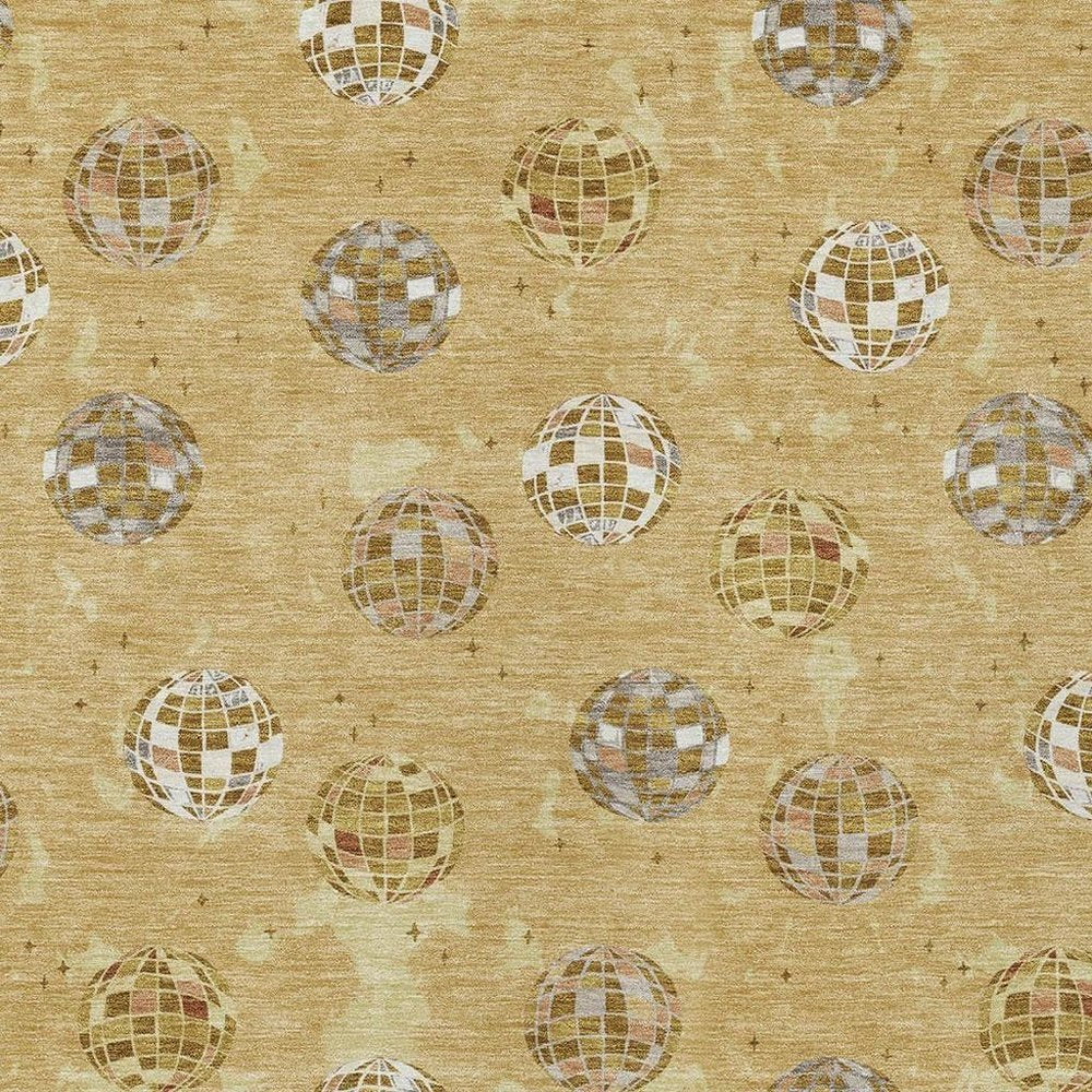 5' X 8' Gold And Blue Geometric Washable Indoor Outdoor Area Rug HomeRoots
