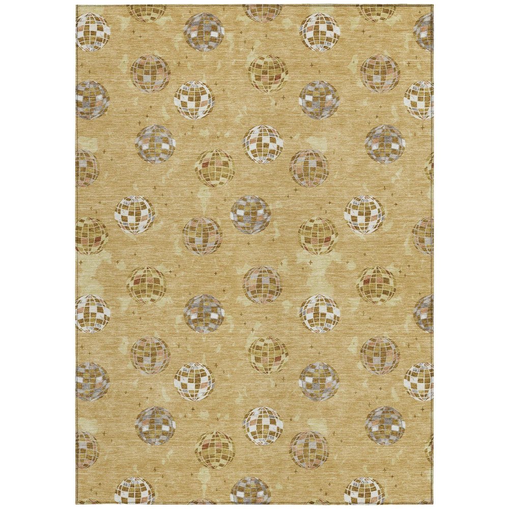 5' X 8' Gold And Blue Geometric Washable Indoor Outdoor Area Rug HomeRoots