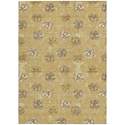 5' X 8' Gold And Blue Geometric Washable Indoor Outdoor Area Rug HomeRoots