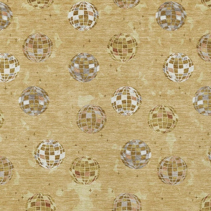 8' X 10' Gold And Blue Geometric Washable Indoor Outdoor Area Rug