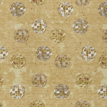 8' X 10' Gold And Blue Geometric Washable Indoor Outdoor Area Rug