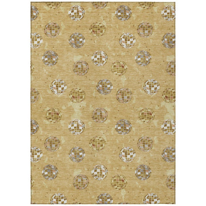 8' X 10' Gold And Blue Geometric Washable Indoor Outdoor Area Rug HomeRoots